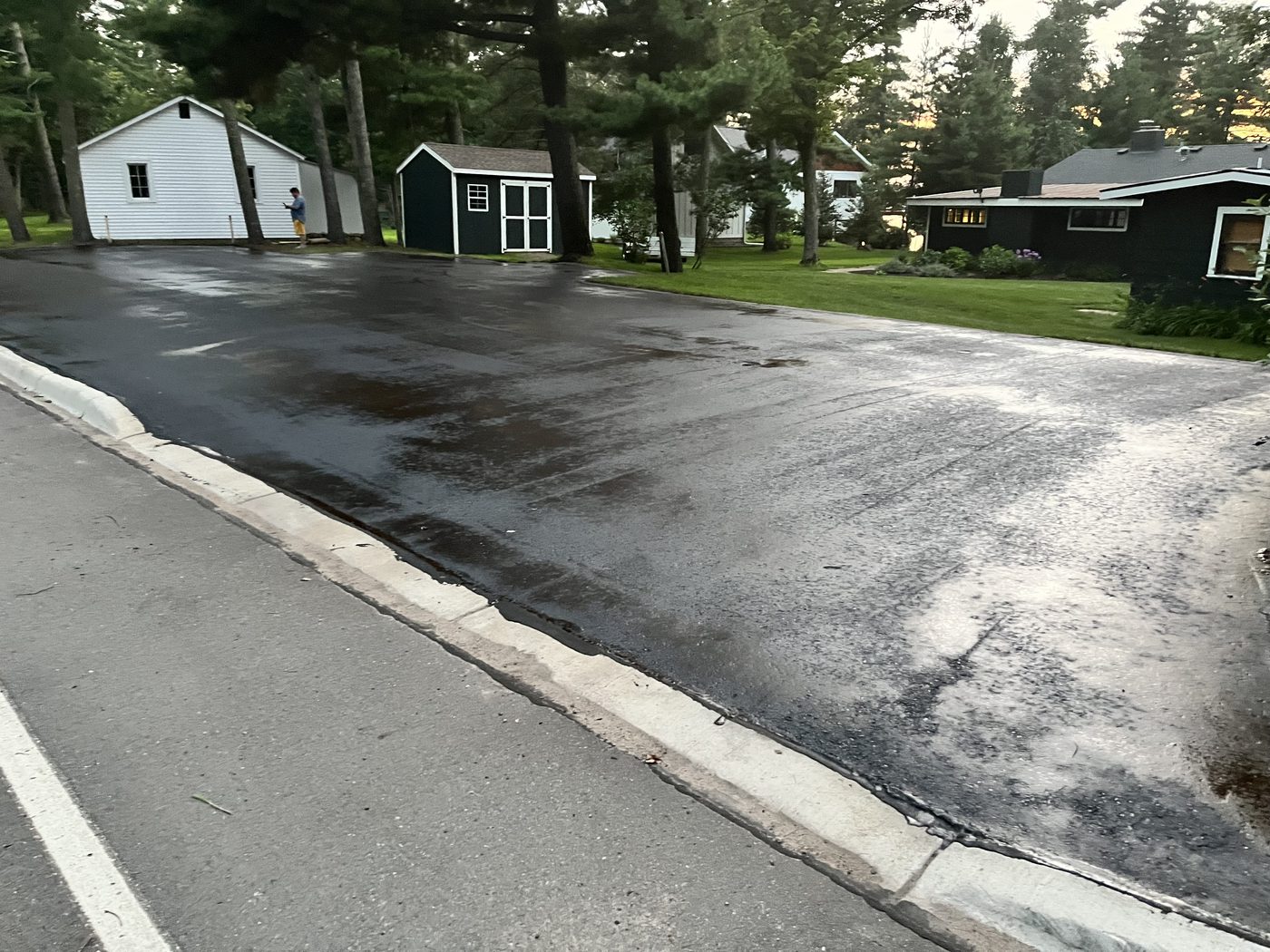 Asphalt crack filling repair on Minnesota driveway